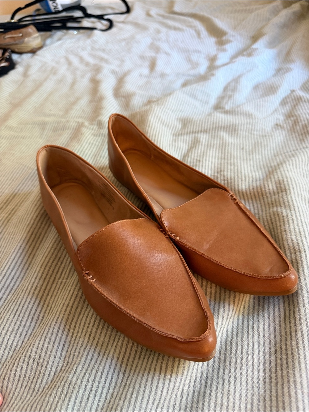 Target Women's Cognac Leather Pointed-Toe Slip-On Loafers